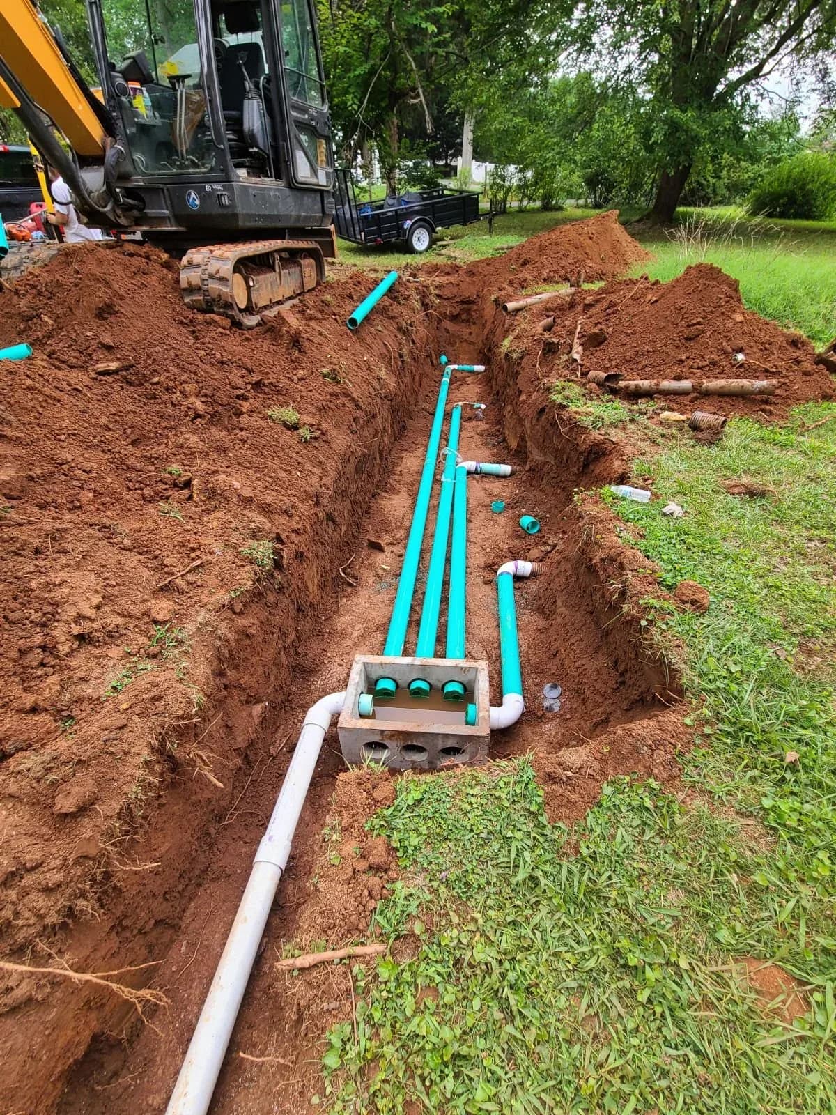 Drain field installation in Fluvanna County, Virginia